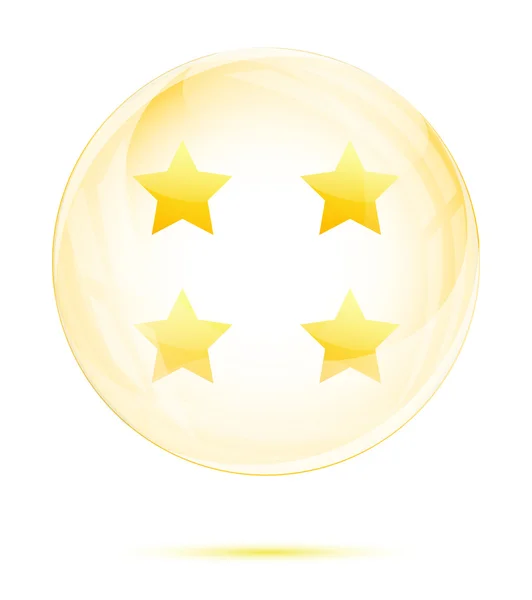 Four golden star in the glass sphere — Stock Vector