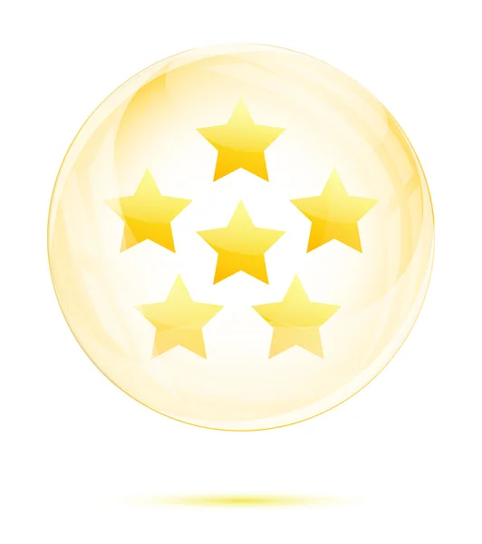 Seis estrelas douradas na esfera de vidro — Vetor de Stock