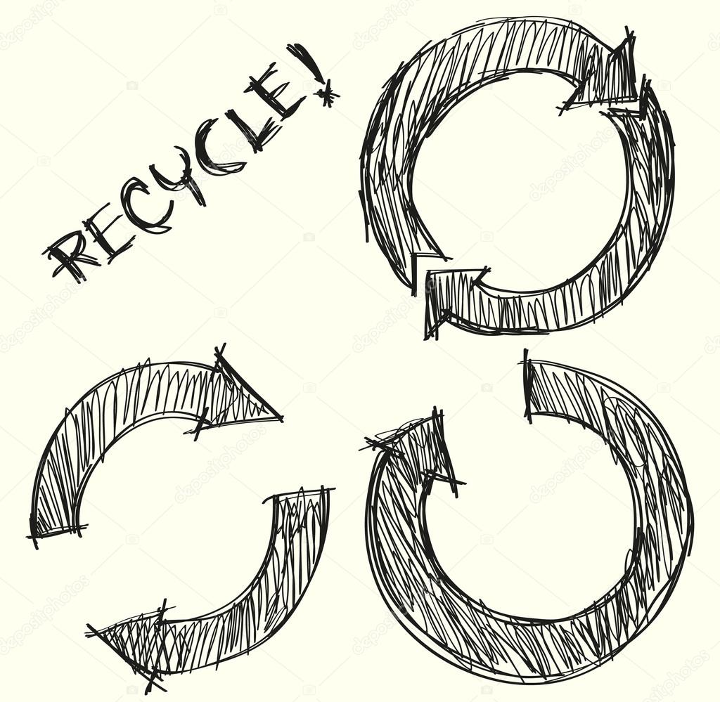 Hand drawn recycle circle arrow