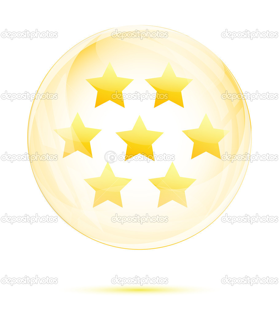 Seven golden star in the glass sphere