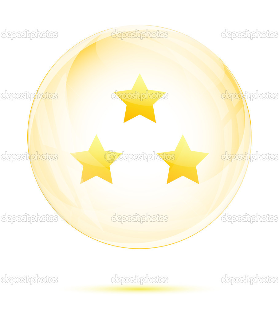 Three golden star in the glass sphere