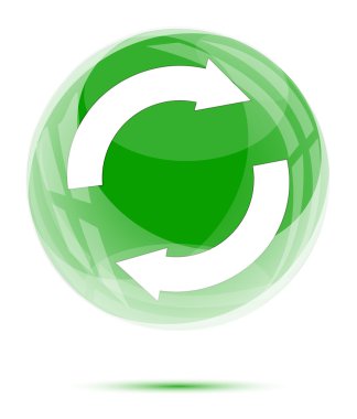 beyaz daire geri dönüşüm işareti yeşil cam