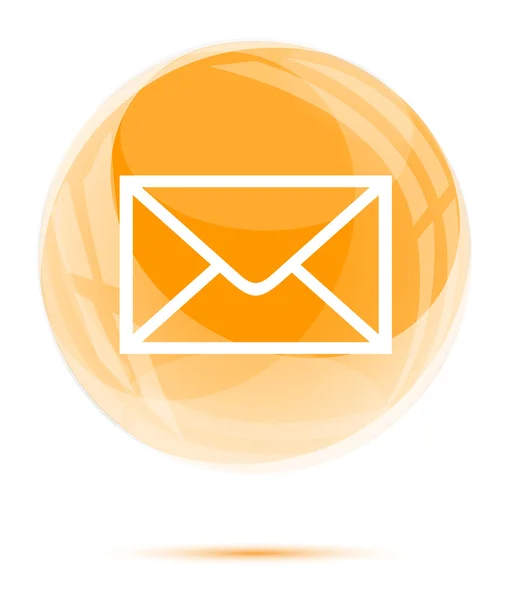 Icono de correo blanco en el cristal naranja — Vector de stock