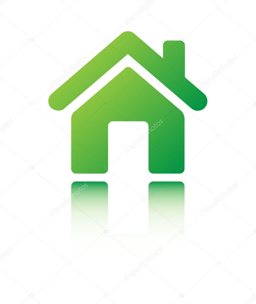 Green home icon on white