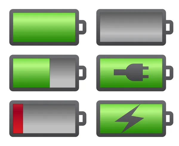 Sada indikátorů úrovně nabití baterie — Stockový vektor