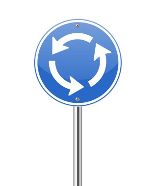 Roundabout crossroad road traffic sign clipart