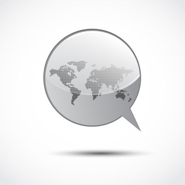 gri parlak cam noktalı Dünya Haritası