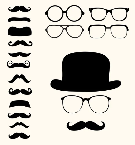 Retro mustaches hat glasses — Stock Vector