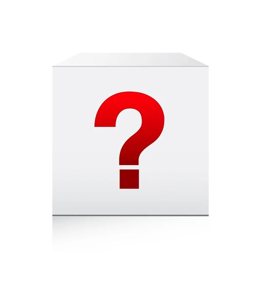 Punto de interrogación rojo en caja blanca — Vector de stock