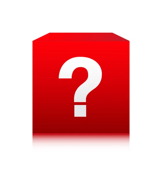 White question mark on red box — Stock Vector