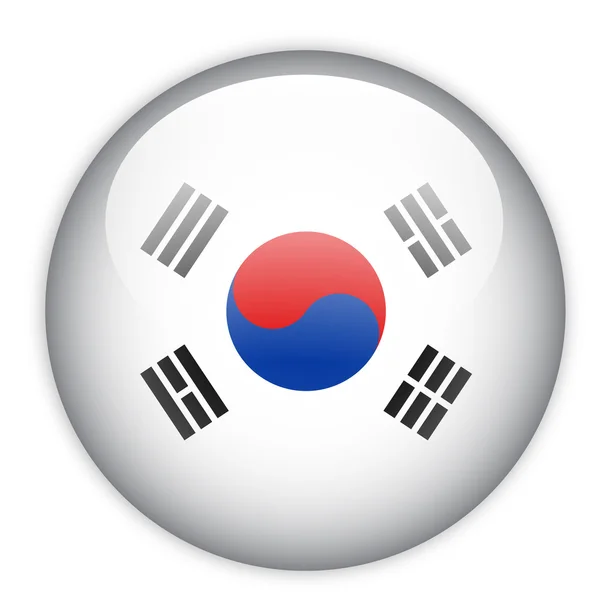 Botón de bandera de Corea del Sur — Vector de stock