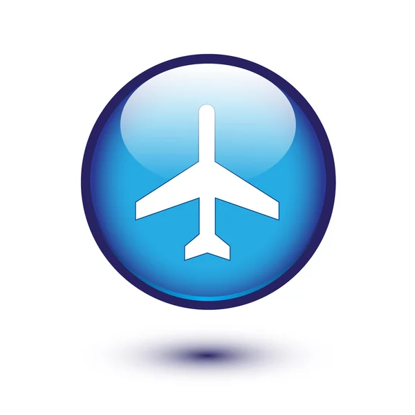 Icono de avión en azul — Vector de stock