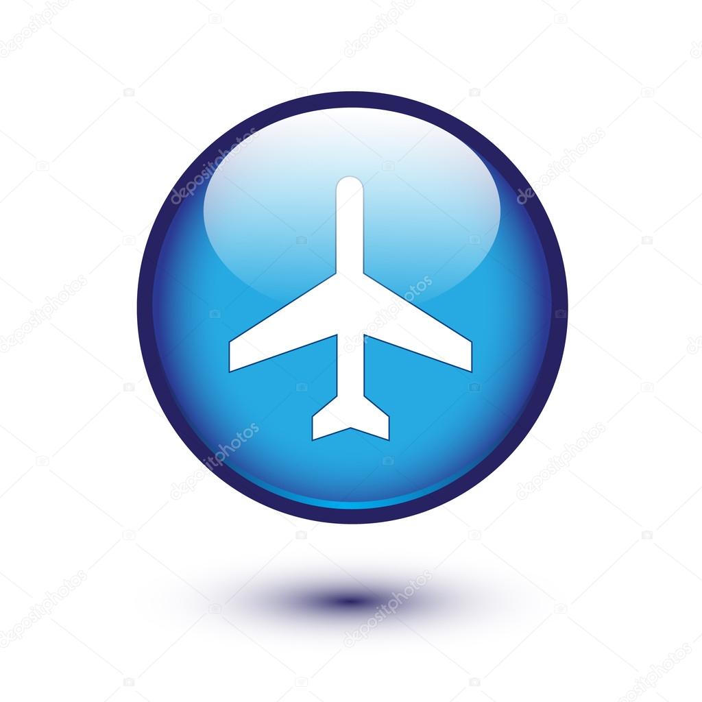 Plane icon on blue