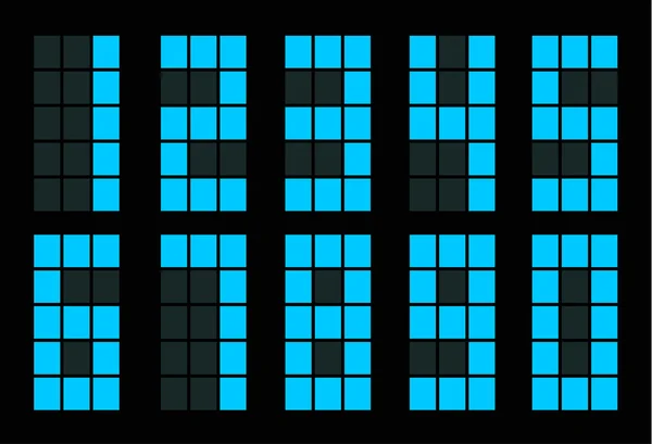 Set di numeri digitali quadrati blu — Vettoriale Stock