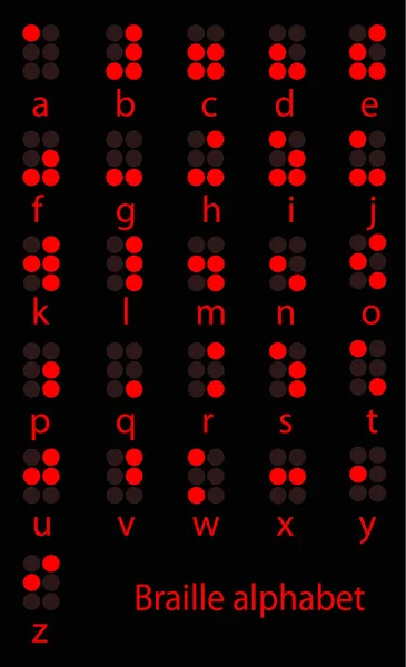 Conjunto de alfabeto rojo braille — Vector de stock