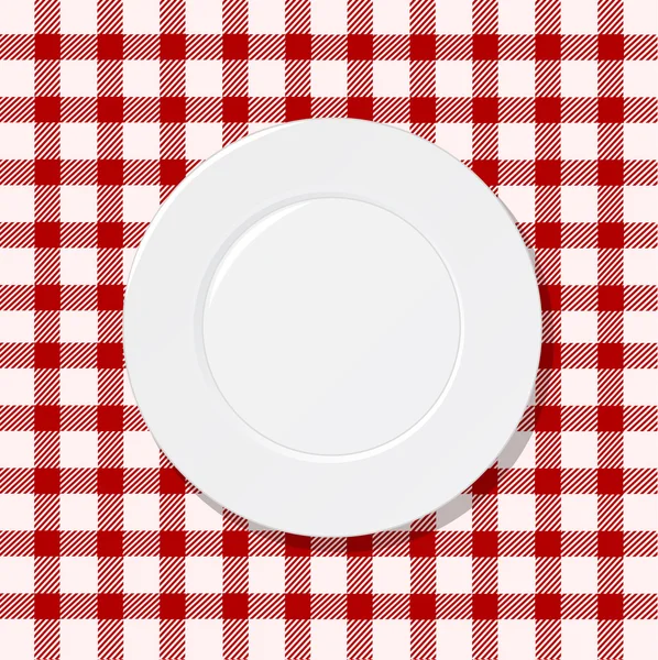 White plate on tablecloth — Stock Vector