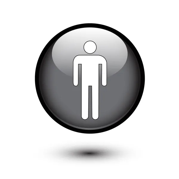 Icono masculino en negro — Vector de stock