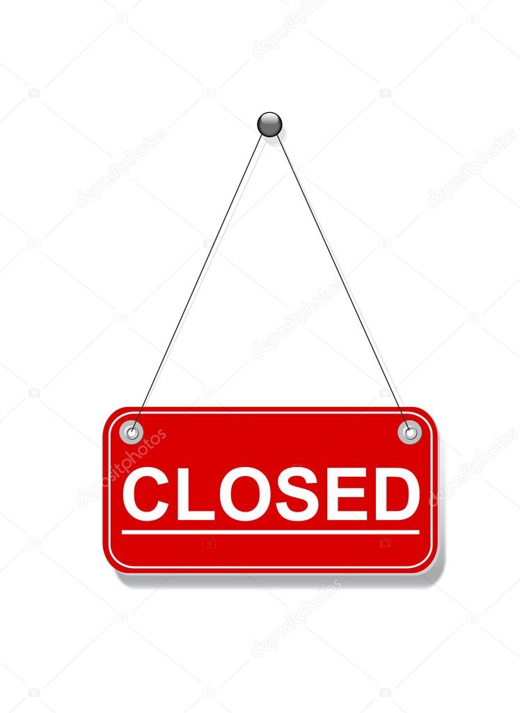 Red closed hanging sign