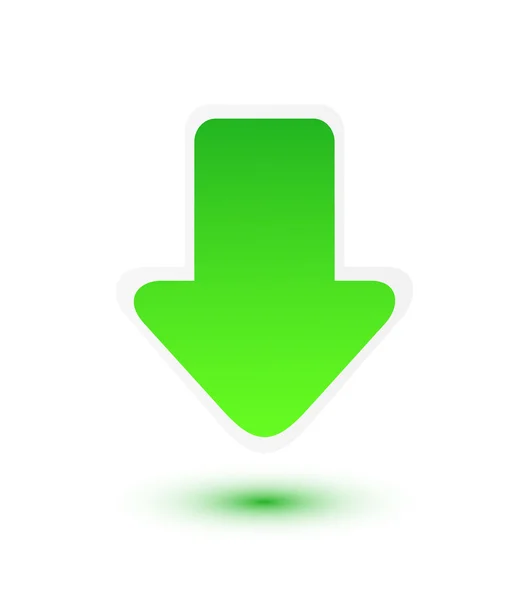 Zelená šipka dolů na bílé — Stockový vektor
