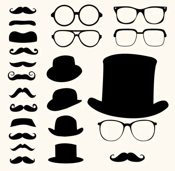 콧수염 모자 안경 — 스톡 벡터