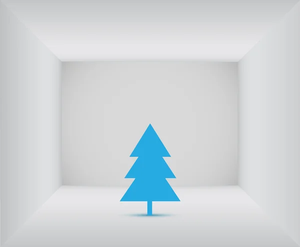 Arbre de Noël bleu dans la chambre blanche — Image vectorielle