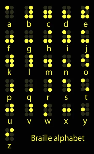 Set of yellow braille alphabet — Stock Vector