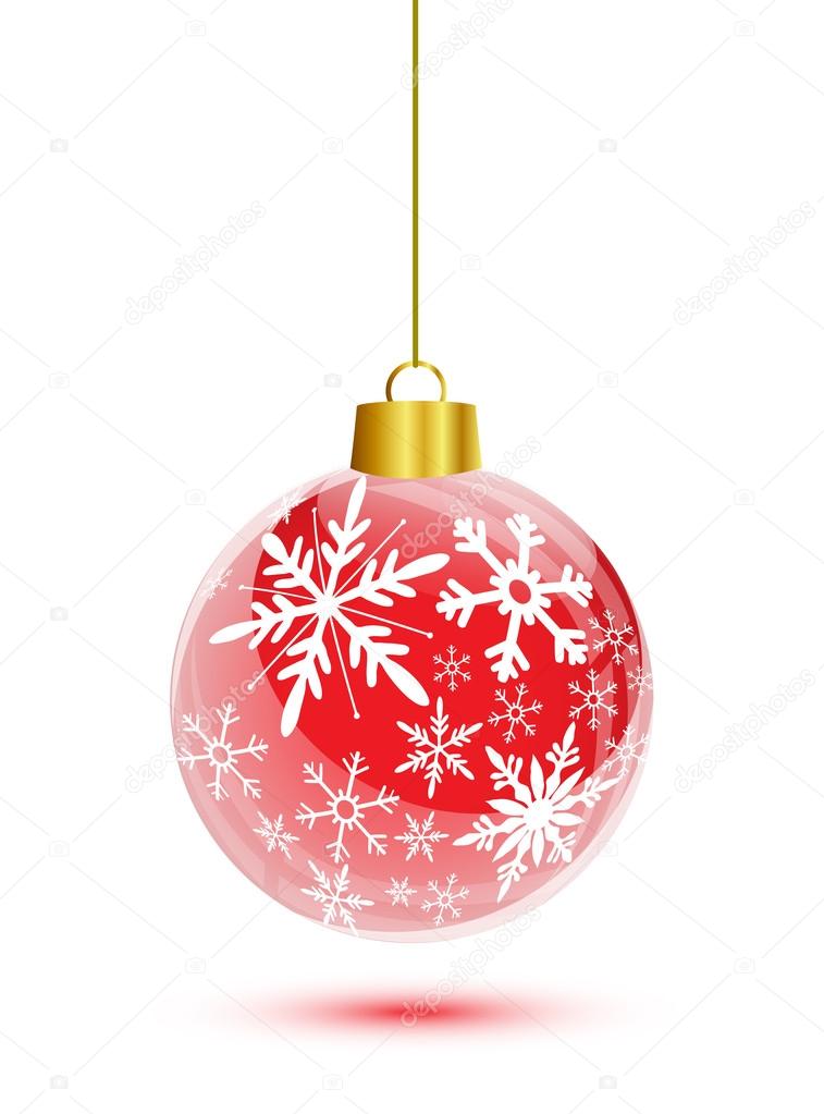 Red christmas ball with snowflakes pattern