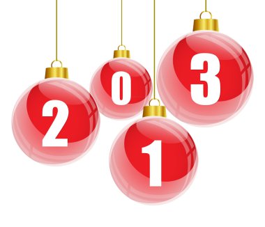 Yeni yıl 2013 numaraları ile kırmızı Noel topları