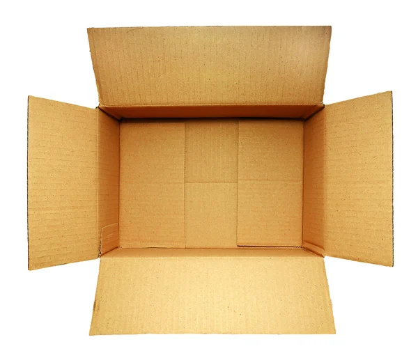 Open cardboard box on white — Stock Photo, Image