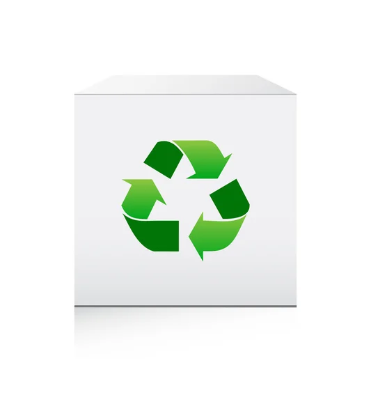 Recycling-Schild auf Schachtel — Stockvektor