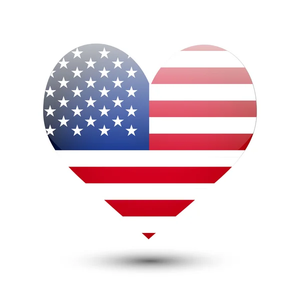 USA flag on heart shape — Stock Vector