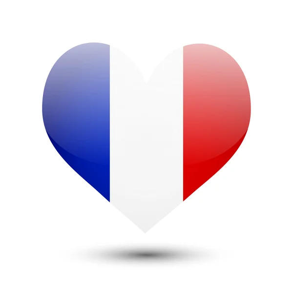 ธงฝรั่งเศสบนหัวใจ — ภาพเวกเตอร์สต็อก