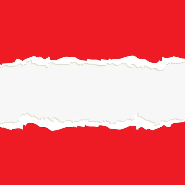 Carta strappata rossa su bianco — Vettoriale Stock