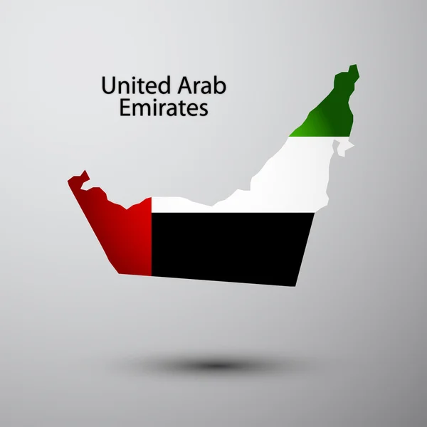 United Arab Emirated flag on map — Stock Vector