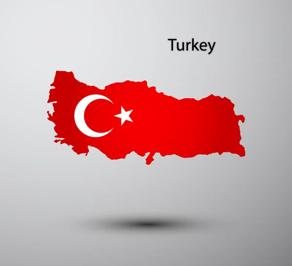 Türkiye'nin bayrak harita üzerinde — Stok Vektör