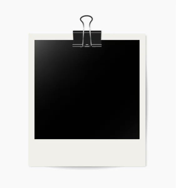 Bulldog clip on instant photo — Stock Vector