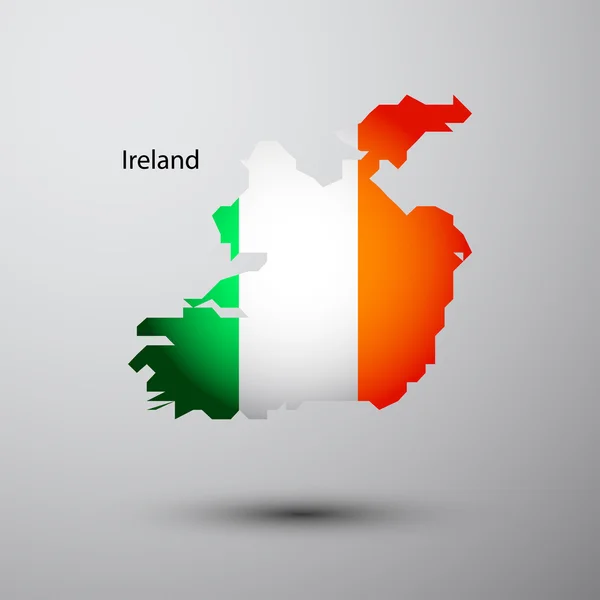 Vlajka Irsko na mapě — Stockový vektor