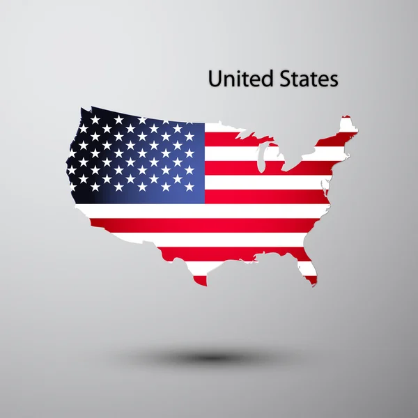 Bandera de Estados Unidos en el mapa — Vector de stock