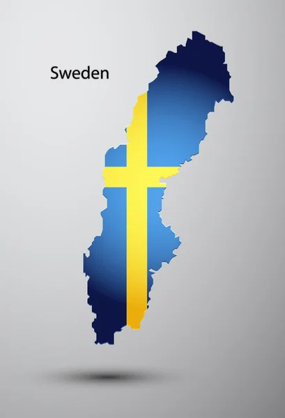 マップ上のスウェーデンの旗 — ストックベクタ