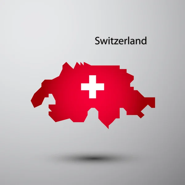 Suiza bandera en el mapa — Vector de stock