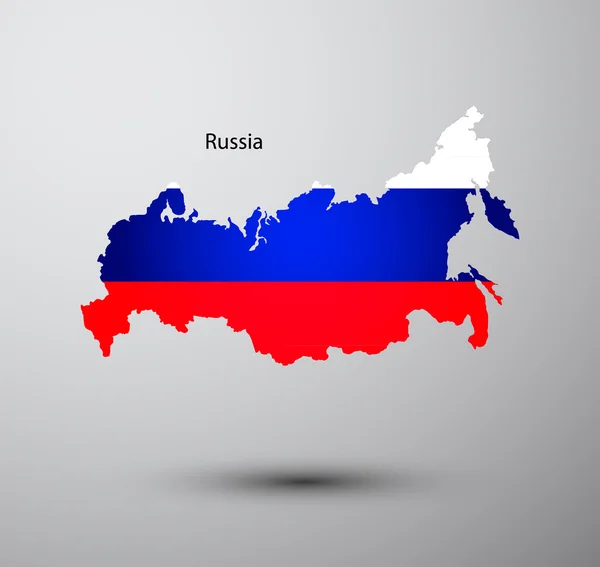 Ryssland flagg på karta — Stock vektor