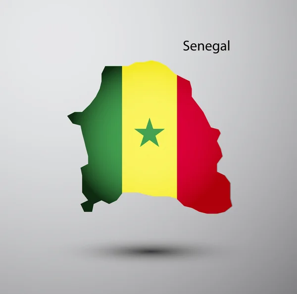 Bandiera Senegal sulla mappa — Vettoriale Stock