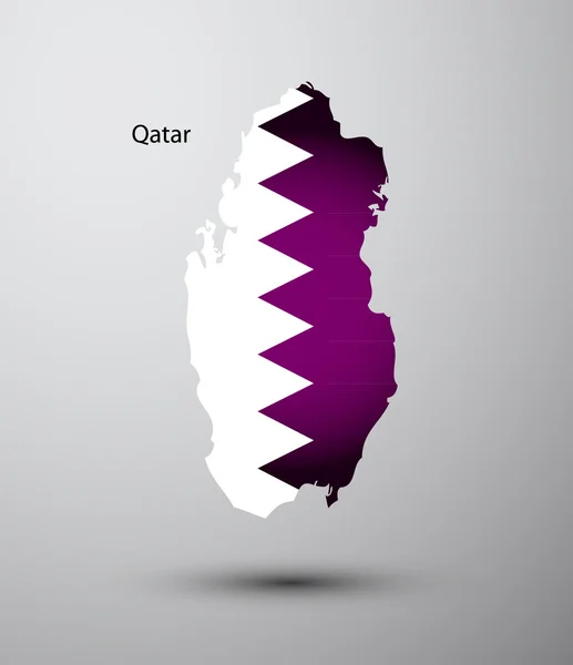 Bandiera Qatar sulla mappa — Vettoriale Stock