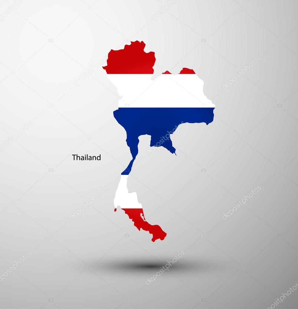 Thailand flag on map