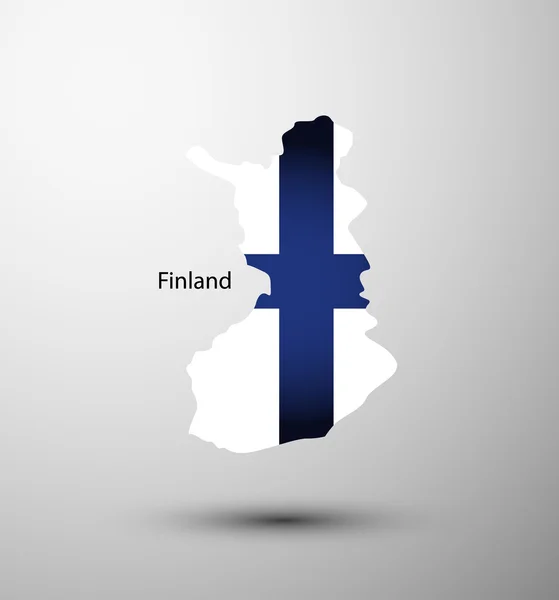 Σημαία της Φινλανδίας στο χάρτη — Διανυσματικό Αρχείο
