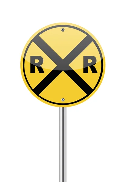 Railroad crossing traffic sign — Stock Vector