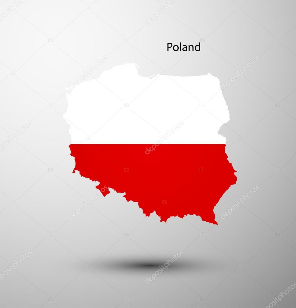 Poland flag on map