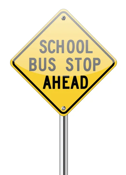 Školní autobusová zastávka před značkou — Stockový vektor