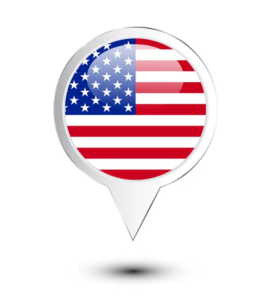 Pin mapę flaga w Stany Zjednoczone Ameryki — Wektor stockowy