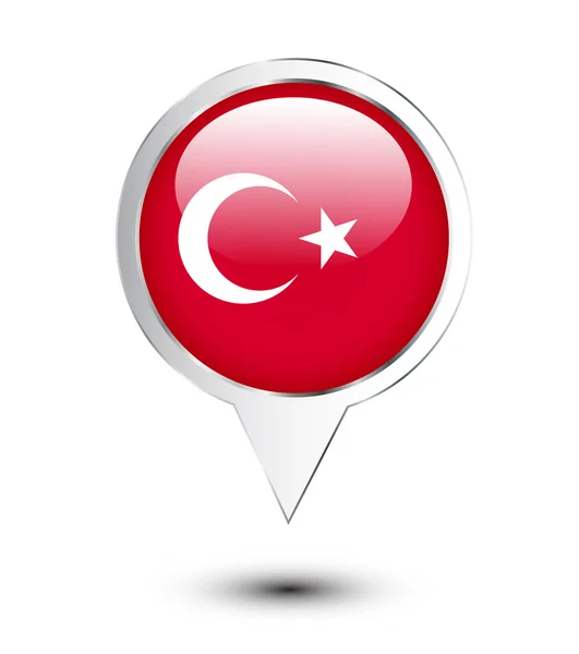 Türkiye'nin bayrak konumu harita pin — Stok Vektör